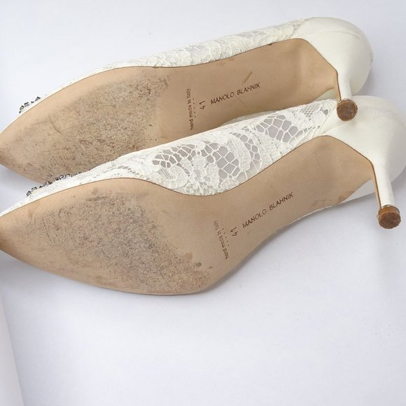 Manolo Blahnik Hangisi Floral Lace Crystal Pumps - Picture 7 of 14